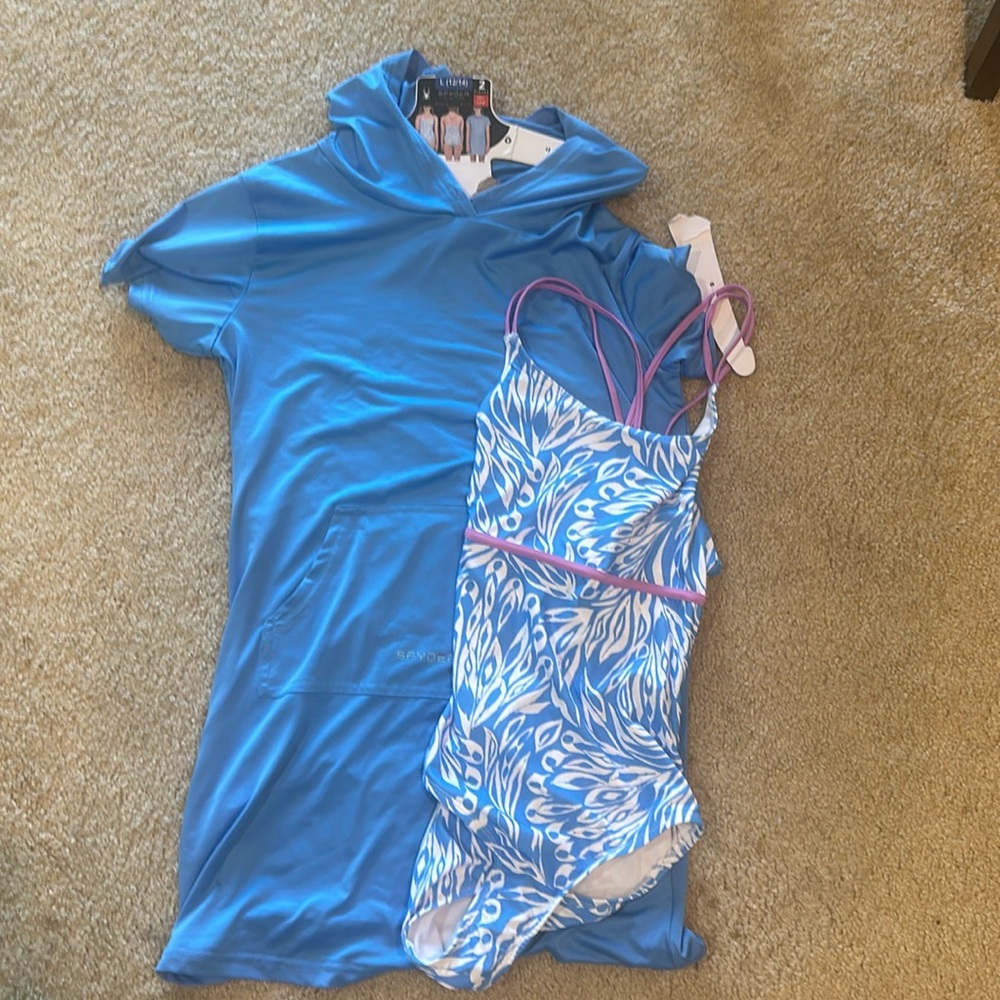NWT Spyder One-Piece bathing suit suit and swim dress - Size Large 12 / 14